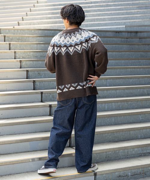 CIAOPANIC TYPY（チャオパニックティピー）の「【OSORO】ノルディックニットプルオーバー（ニット/セーター・メンズ・ブラウン/サックスブルー/アイボリー・L/M/S）」の5枚目の写真