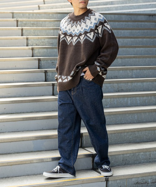 CIAOPANIC TYPY（チャオパニックティピー）の「【OSORO】ノルディックニットプルオーバー（ニット/セーター・メンズ・ブラウン/サックスブルー/アイボリー・L/M/S）」の9枚目の写真