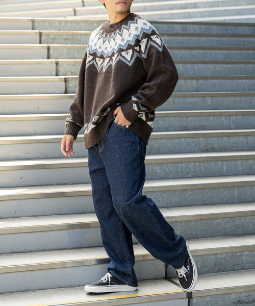 CIAOPANIC TYPY（チャオパニックティピー）の「【OSORO】ノルディックニットプルオーバー（ニット/セーター・メンズ・ブラウン/サックスブルー/アイボリー・L/M/S）」の10枚目の写真