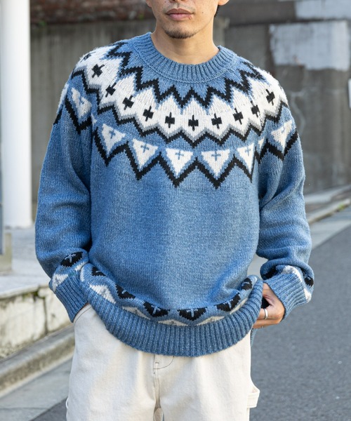 CIAOPANIC TYPY（チャオパニックティピー）の「【OSORO】ノルディックニットプルオーバー（ニット/セーター・メンズ・ブラウン/サックスブルー/アイボリー・L/M/S）」の13枚目の写真