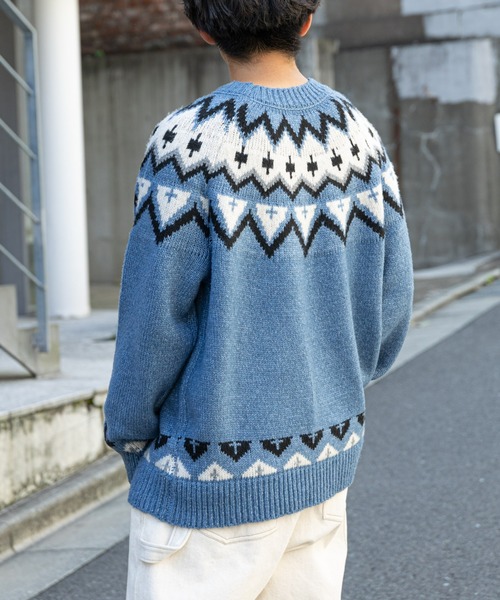 CIAOPANIC TYPY（チャオパニックティピー）の「【OSORO】ノルディックニットプルオーバー（ニット/セーター・メンズ・ブラウン/サックスブルー/アイボリー・L/M/S）」の17枚目の写真