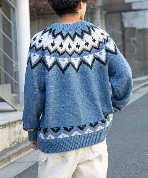 CIAOPANIC TYPY（チャオパニックティピー）の「【OSORO】ノルディックニットプルオーバー（ニット/セーター・メンズ・ブラウン/サックスブルー/アイボリー・L/M/S）」の18枚目の写真