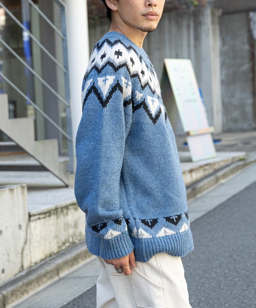 CIAOPANIC TYPY（チャオパニックティピー）の「【OSORO】ノルディックニットプルオーバー（ニット/セーター・メンズ・ブラウン/サックスブルー/アイボリー・L/M/S）」の22枚目の写真