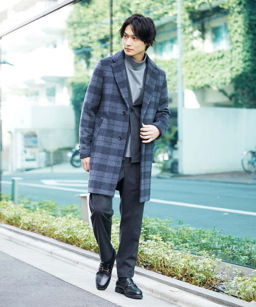 a.v.v（アーヴェヴェ）の「【S-XXL】チェック柄ウールチェスターコート