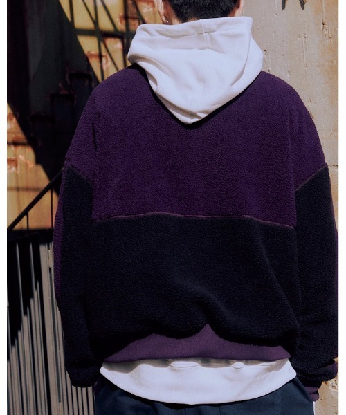 VIBGYOR(ヴィブジョー)の「【Re:one】-OVERR- COLOR BLOCKED FLEECE SWEATSHIRTS(MA)(スウェット・メンズ・パープル・FREE)」の3枚目の写真