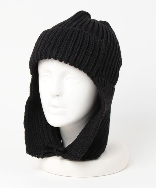 Stuart Austin（ステュアートオースティン）の「(Stuart Austin)耳あて付ニット帽（ニットキャップ/ビーニー・レディース・ブラック/ホワイト/ブルー・FREE）」の3枚目の写真