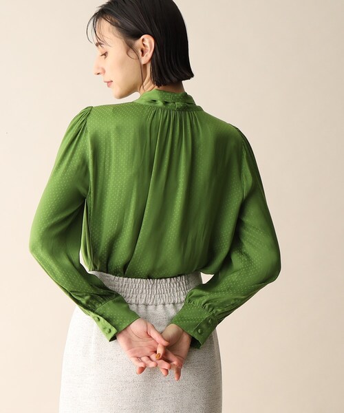 OPAQUE.CLIP（オペークドットクリップ）の「◆ドットジャカードボウタイブラウス（シャツ/ブラウス・レディース・ダークグリーン/ネイビー/ナチュラル・38）」の19枚目の写真