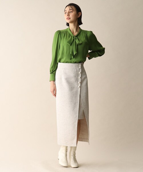 OPAQUE.CLIP（オペークドットクリップ）の「◆ドットジャカードボウタイブラウス（シャツ/ブラウス・レディース・ダークグリーン/ネイビー/ナチュラル・38）」の16枚目の写真