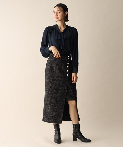 OPAQUE.CLIP（オペークドットクリップ）の「◆ドットジャカードボウタイブラウス（シャツ/ブラウス・レディース・ダークグリーン/ネイビー/ナチュラル・38）」の20枚目の写真