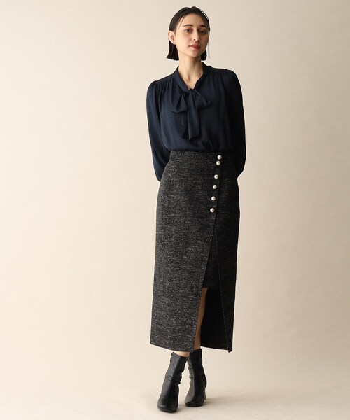 OPAQUE.CLIP（オペークドットクリップ）の「◆ドットジャカードボウタイブラウス（シャツ/ブラウス・レディース・ダークグリーン/ネイビー/ナチュラル・38）」の17枚目の写真