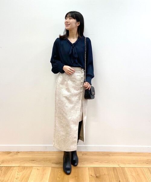 OPAQUE.CLIP（オペークドットクリップ）の「◆ドットジャカードボウタイブラウス（シャツ/ブラウス・レディース・ダークグリーン/ネイビー/ナチュラル・38）」の14枚目の写真