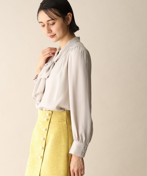 OPAQUE.CLIP（オペークドットクリップ）の「◆ドットジャカードボウタイブラウス（シャツ/ブラウス・レディース・ダークグリーン/ネイビー/ナチュラル・38）」の21枚目の写真