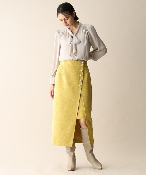 OPAQUE.CLIP（オペークドットクリップ）の「◆ドットジャカードボウタイブラウス（シャツ/ブラウス・レディース・ダークグリーン/ネイビー/ナチュラル・38）」の9枚目の写真