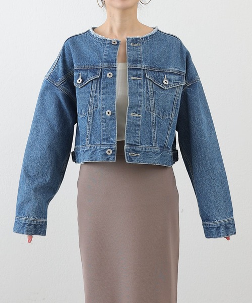COLONY 2139(コロニートゥーワンスリーナイン)の「クロップドデニムジャケット(デニムジャケット・レディース・ブルー/サックスブルー・FREE)」の20枚目の写真