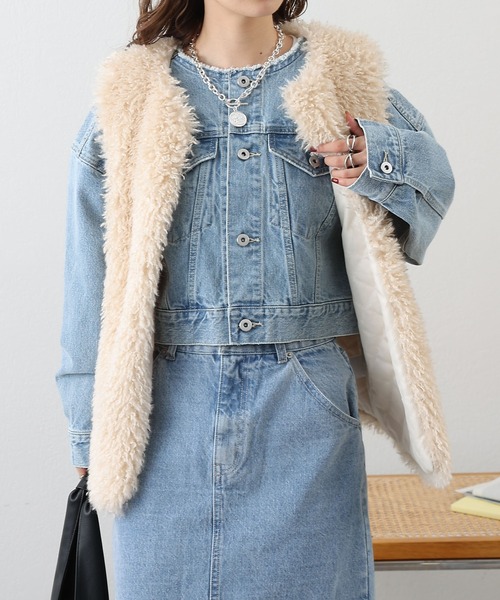 COLONY 2139(コロニートゥーワンスリーナイン)の「クロップドデニムジャケット(デニムジャケット・レディース・ブルー/サックスブルー・FREE)」の17枚目の写真