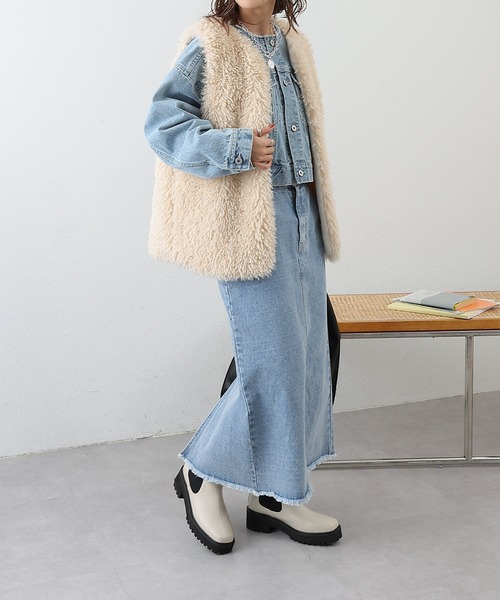 COLONY 2139(コロニートゥーワンスリーナイン)の「クロップドデニムジャケット(デニムジャケット・レディース・ブルー/サックスブルー・FREE)」の6枚目の写真