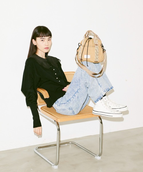 Libra Cue（リブラ キュー）の「2way巾着ショルダーバッグ（ショルダーバッグ・レディース・ベージュ/ブラック・FREE）」の7枚目の写真