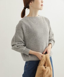 モンゴリアンウール畦ニットプルオーバー
