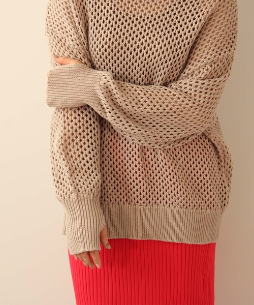 toucher du brise（トゥシェドブリーズ）の「メッシュニット プルオーバー（ニット/セーター・レディース・グレー/ブラック/ライトグリーン/ベージュ/レッド・M）」の3枚目の写真