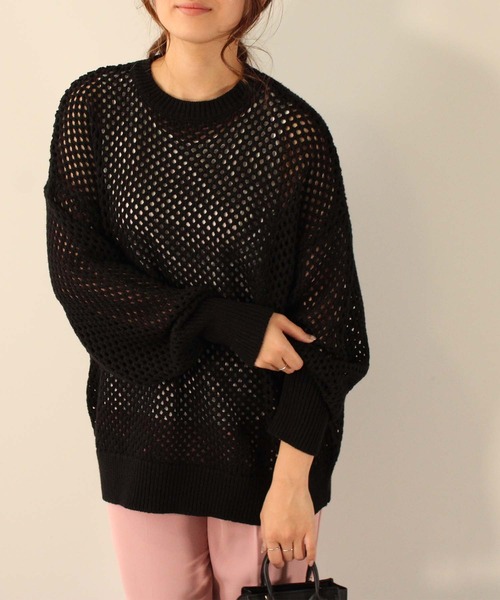 toucher du brise（トゥシェドブリーズ）の「メッシュニット プルオーバー（ニット/セーター・レディース・グレー/ブラック/ライトグリーン/ベージュ/レッド・M）」の7枚目の写真