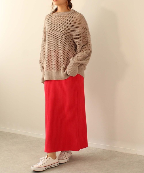 toucher du brise（トゥシェドブリーズ）の「メッシュニット プルオーバー（ニット/セーター・レディース・グレー/ブラック/ライトグリーン/ベージュ/レッド・M）」の11枚目の写真