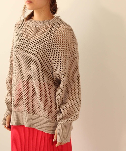 toucher du brise（トゥシェドブリーズ）の「メッシュニット プルオーバー（ニット/セーター・レディース・グレー/ブラック/ライトグリーン/ベージュ/レッド・M）」の10枚目の写真