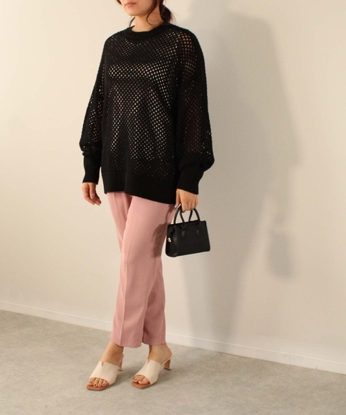 toucher du brise（トゥシェドブリーズ）の「メッシュニット プルオーバー（ニット/セーター・レディース・グレー/ブラック/ライトグリーン/ベージュ/レッド・M）」の8枚目の写真