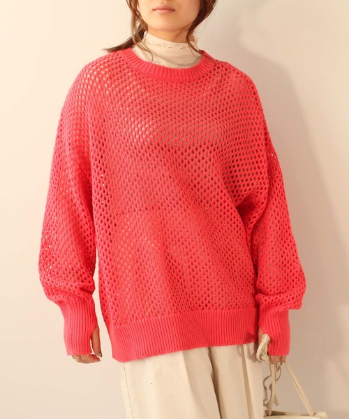 toucher du brise（トゥシェドブリーズ）の「メッシュニット プルオーバー（ニット/セーター・レディース・グレー/ブラック/ライトグリーン/ベージュ/レッド・M）」の22枚目の写真