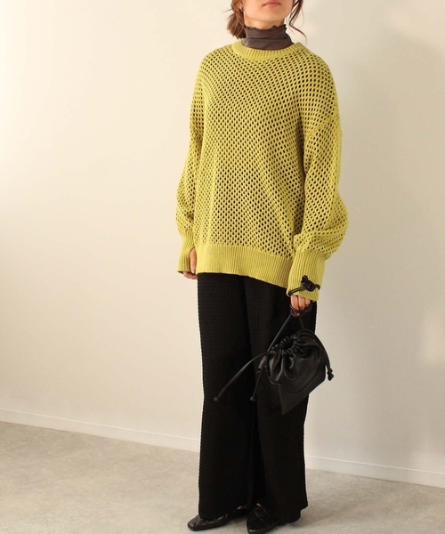 toucher du brise（トゥシェドブリーズ）の「メッシュニット プルオーバー（ニット/セーター・レディース・グレー/ブラック/ライトグリーン/ベージュ/レッド・M）」の19枚目の写真