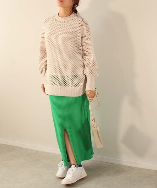 toucher du brise（トゥシェドブリーズ）の「メッシュニット プルオーバー（ニット/セーター・レディース・グレー/ブラック/ライトグリーン/ベージュ/レッド・M）」の15枚目の写真