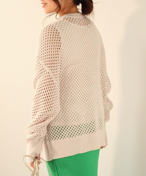 toucher du brise（トゥシェドブリーズ）の「メッシュニット プルオーバー（ニット/セーター・レディース・グレー/ブラック/ライトグリーン/ベージュ/レッド・M）」の14枚目の写真