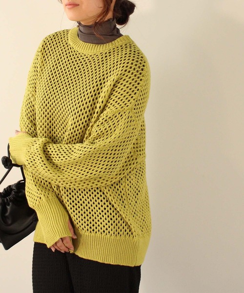 toucher du brise（トゥシェドブリーズ）の「メッシュニット プルオーバー（ニット/セーター・レディース・グレー/ブラック/ライトグリーン/ベージュ/レッド・M）」の16枚目の写真