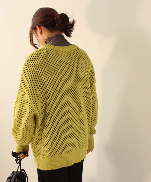 toucher du brise（トゥシェドブリーズ）の「メッシュニット プルオーバー（ニット/セーター・レディース・グレー/ブラック/ライトグリーン/ベージュ/レッド・M）」の18枚目の写真