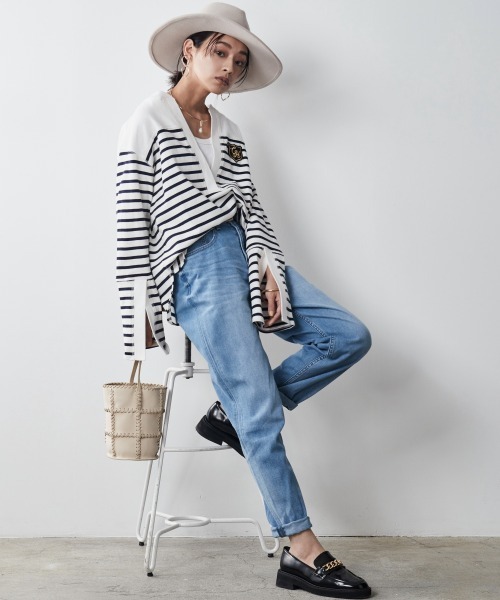 CHIC STYLE（シックスタイル）の「＜大きいサイズ＞綿100％スキッパーボーダーカットソープルオーバー シックスタイル（Tシャツ/カットソー・レディース・ブラック系/ネイビー系・L/LL/3L/5L/4L）」の12枚目の写真