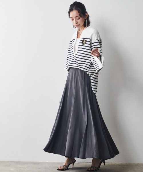 CHIC STYLE（シックスタイル）の「＜大きいサイズ＞綿100％スキッパーボーダーカットソープルオーバー シックスタイル（Tシャツ/カットソー・レディース・ブラック系/ネイビー系・L/LL/3L/5L/4L）」の9枚目の写真