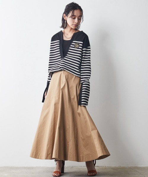 CHIC STYLE（シックスタイル）の「＜大きいサイズ＞綿100％スキッパーボーダーカットソープルオーバー シックスタイル（Tシャツ/カットソー・レディース・ブラック系/ネイビー系・L/LL/3L/5L/4L）」の8枚目の写真