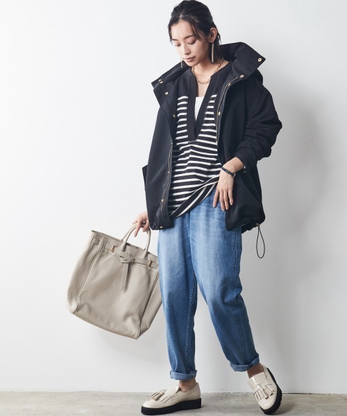 CHIC STYLE（シックスタイル）の「＜大きいサイズ＞綿100％スキッパーボーダーカットソープルオーバー シックスタイル（Tシャツ/カットソー・レディース・ブラック系/ネイビー系・L/LL/3L/5L/4L）」の15枚目の写真