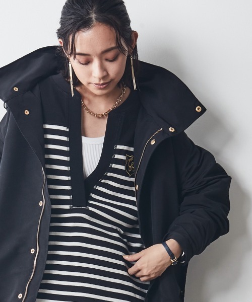 CHIC STYLE（シックスタイル）の「＜大きいサイズ＞綿100％スキッパーボーダーカットソープルオーバー シックスタイル（Tシャツ/カットソー・レディース・ブラック系/ネイビー系・L/LL/3L/5L/4L）」の18枚目の写真