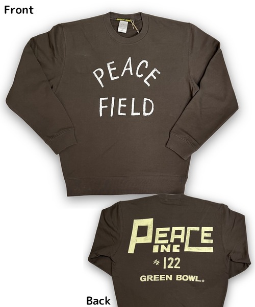 GREEN BOWL（グリーンボウル）の「グリーンボウル GREEN BOWL Crew Neck Sweat(PEACE FIELD柄)（スウェット・メンズ・ネイビー/チャコールグレー・M）」の3枚目の写真