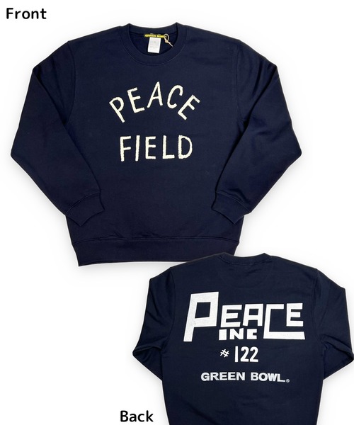 GREEN BOWL（グリーンボウル）の「グリーンボウル GREEN BOWL Crew Neck Sweat(PEACE FIELD柄)（スウェット・メンズ・ネイビー/チャコールグレー・M）」の11枚目の写真