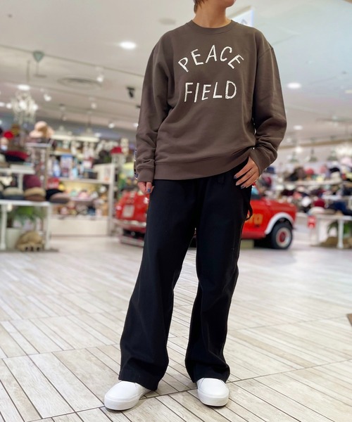 GREEN BOWL（グリーンボウル）の「グリーンボウル GREEN BOWL Crew Neck Sweat(PEACE FIELD柄)（スウェット・メンズ・ネイビー/チャコールグレー・M）」の6枚目の写真