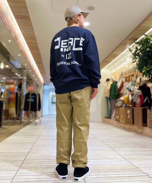GREEN BOWL（グリーンボウル）の「グリーンボウル GREEN BOWL Crew Neck Sweat(PEACE FIELD柄)（スウェット・メンズ・ネイビー/チャコールグレー・M）」の10枚目の写真