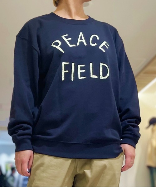 GREEN BOWL（グリーンボウル）の「グリーンボウル GREEN BOWL Crew Neck Sweat(PEACE FIELD柄)（スウェット・メンズ・ネイビー/チャコールグレー・M）」の8枚目の写真