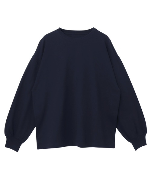 新色追加】無地ボーダーボリューム袖コットン長袖Tシャツ（Tシャツ 