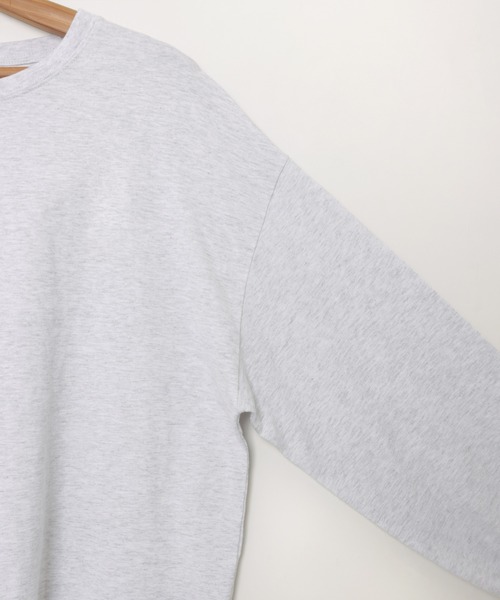新色追加】無地ボーダーボリューム袖コットン長袖Tシャツ（Tシャツ 