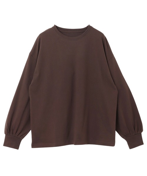 andme（アンドミー）の「【新色追加】無地ボーダーボリューム袖コットン長袖Tシャツ（Tシャツ/カットソー・レディース・チャコールグレー/ブラック/ベージュ/オフホワイト/ブルー/オートミール/スミクロ/ブラウン/ホワイト×ブラック/ベージュ系その他/ブルー系その他/ライトピンク/キナリ/ネイビー・M/L）」の22枚目の写真