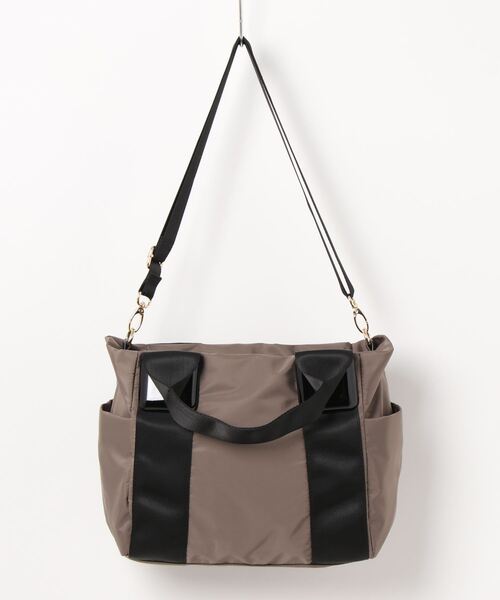 Q（キュー）の「イミテーショントート（トートバッグ・レディース・ブラック/カーキ・ONE SIZE）」の3枚目の写真