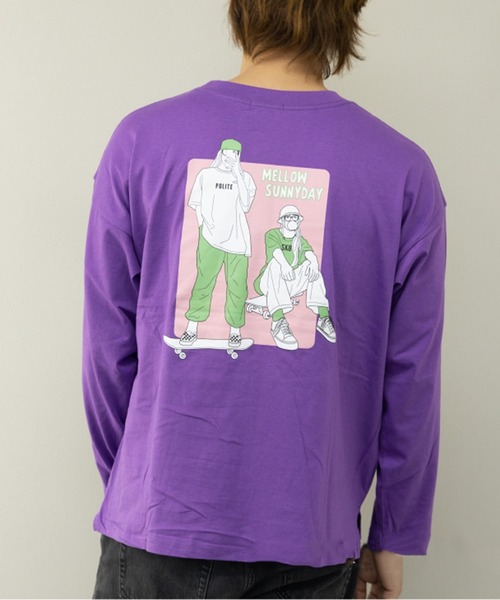 STYLEBLOCK(スタイルブロック)の「ビッグシルエットプリントロングTシャツ(Tシャツ/カットソー・メンズ・ネイビー/ホワイト/グリーン/パープル/ブラック/ブラック系その他/ベージュ/ホワイト系その他2/ホワイト系その他・L/M/LL)」の9枚目の写真
