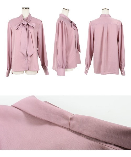 KOBE LETTUCE（コウベレタス）の「[ トールレタス ] ボウタイリボンSETパールボタンブラウス（シャツ/ブラウス・レディース・ネイビー/ブラック/アイボリー/ライラック・TL）」の10枚目の写真