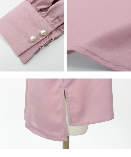 KOBE LETTUCE（コウベレタス）の「[ トールレタス ] ボウタイリボンSETパールボタンブラウス（シャツ/ブラウス・レディース・ネイビー/ブラック/アイボリー/ライラック・TL）」の9枚目の写真